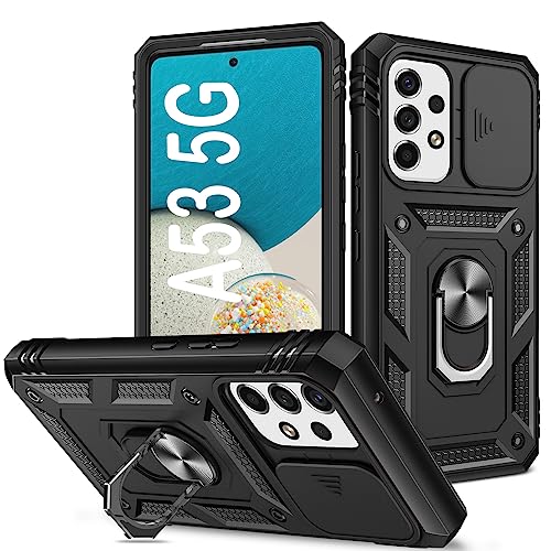 PASNEW for Samsung Galaxy A15 5G Case Camera Cover,Kickstand Military Grade Heavy Duty Full Body Shockproof Hard Shell for Samsung A15 4G,6.5 inch,Green Pink