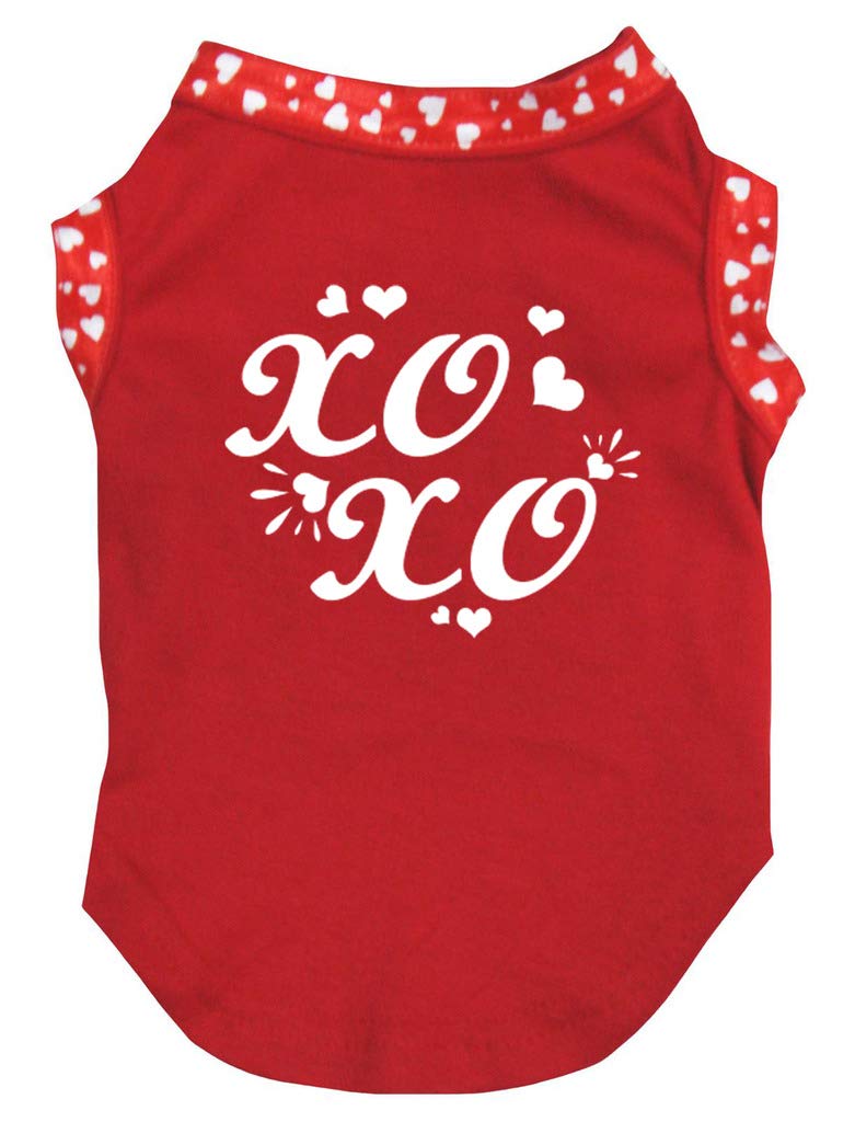 Chemise en coton pour chiot XOXO rouge à cœurs taille XXL