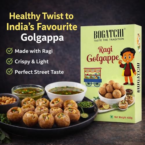 Image of BOGATCHI RAGI Gol Gappe 200g | Healthy Millet Pani Puri | Crunchy, Ready-to-Eat Snack | High Fiber, No Maida | Guilt-Free Indian Street Style Food (Ragi) | Microwave, Air Fry or Fry Snacks