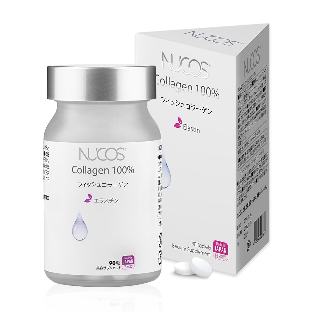 NUCOS Collagen 100% Fish Collagen, Elastin, Hali, Elasticity, Aging Care Supplement, Made in Japan [90 Tablets (Approx. 30 Day Supply)] NUCOS Collagen 100% 90錠(30日分)