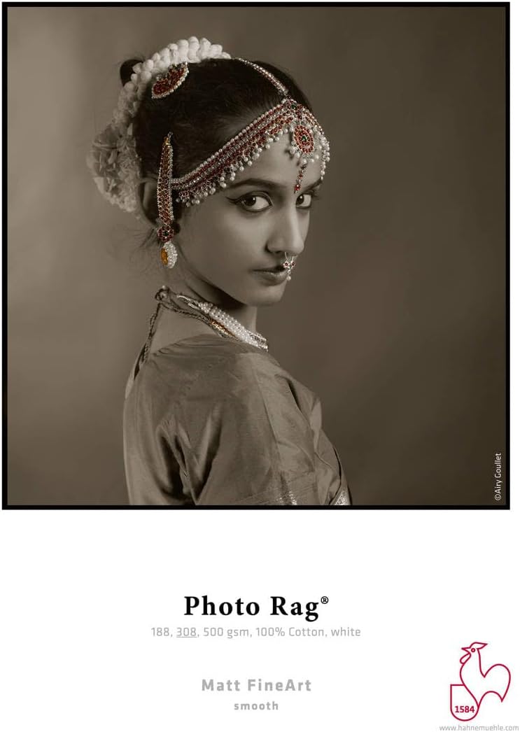 Hahnemuhle 2 Pack Matte Photo Rag, 100 % Rag Smooth White Inkjet Paper, 19 mil., 308 g/mA, 8.5x11", 25 Sheets