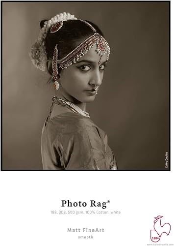 Hahnemuhle - Papel para inyección de tinta 100% Rag liso mate, 19 mil., 10.86 oz/m², 8.5x11 pulgadas, 25 hojas