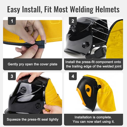 Image of Welding Helmet Cover, Flame Retardant Neck Shield with Press Fit Seal, Anti-Glare Heat Resistant Protective Sleeve Compatible with Most Standard Welding Helmets