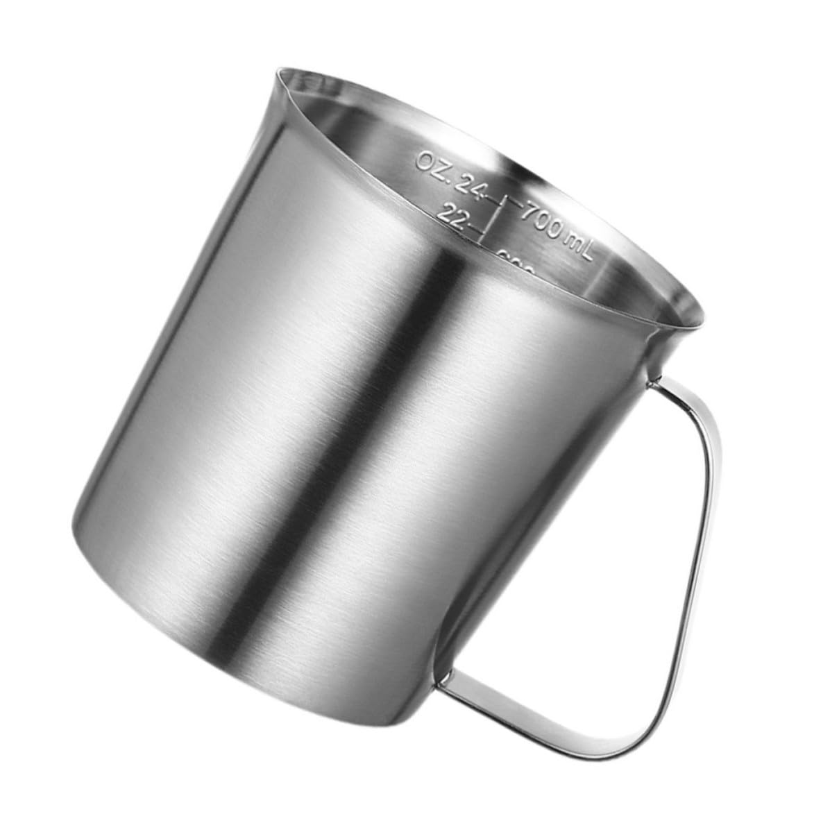 Taza de acero inoxidable de 700ml con marcas faciles de leer y mango para medir liquidos
