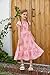 GRACE KARIN Girl's Summer Dress Flutter Sleeve Smocked Maxi Boho Dace Dress for Kids 5-6 Years,Flowers on Light Pink