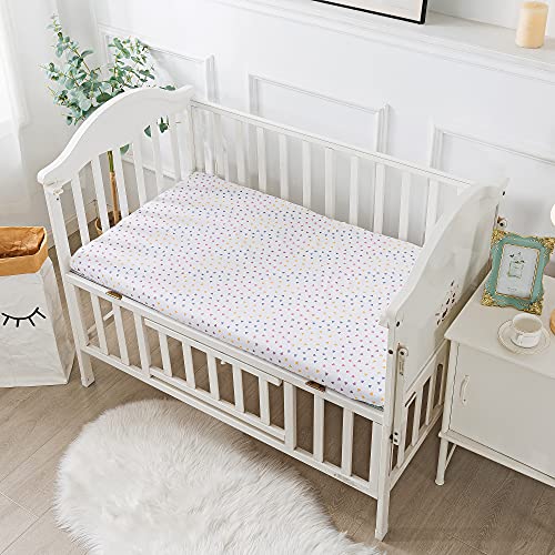 Hearts & Rainbow Crib Bedding Set - 3-Piece, Includes Quilt, Fitted Crib Sheet, And Changing Pad Cover - Rainbow Baby Crib Bedding, Farmhouse Nursery Décor, Baby Room Decorative Set For Girls #TOP2