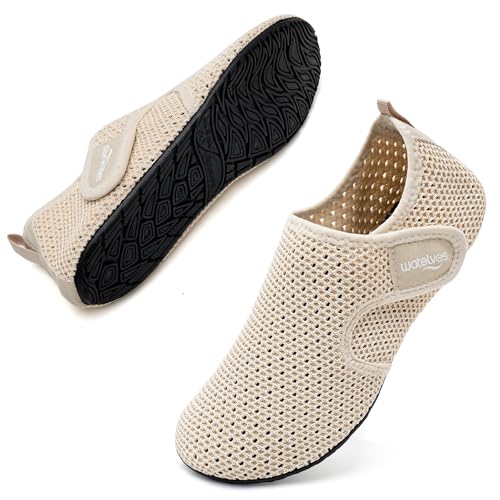 Image of WateLves Water Shoes for Women Men Swim Beach Aqua Socks Quick Dry Barefoot House Slippers Travel Shoes with Adjustable Magic Tape for Pool Diving Boating Yoga Surf