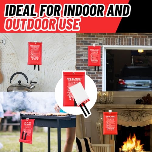 10 Pack Emergency Fire Extinguisher Blankets with Fireproof Gloves and Hooks for Home and Kitchen Safety Fire Retardant Blankets for House Fireplace Car Suppression Flame (39.37 x 39.37 Inch) - Image 6