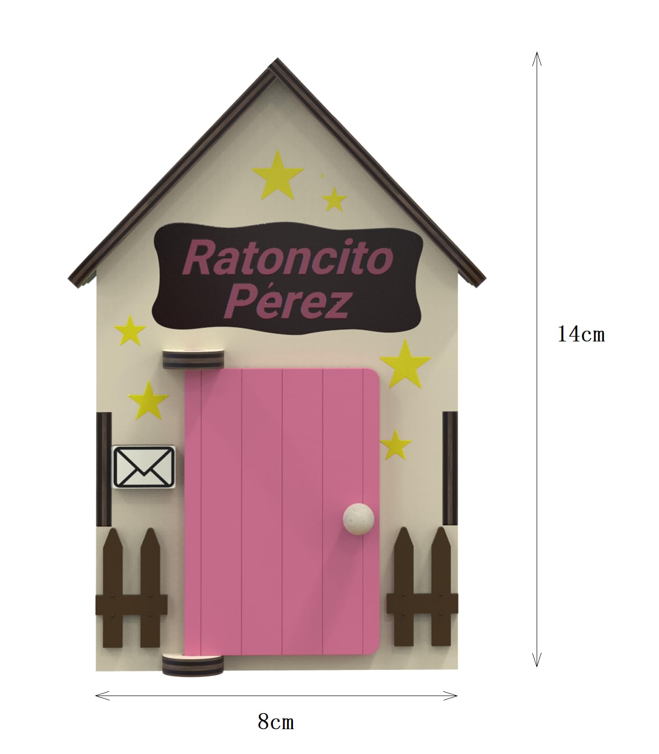 Puerta ratoncito perez - Casita ratoncito perez - Caja de dientes de leche para niños - Cajita dientes ratoncito perez - caja para dientes de leche - Casa ratoncito perez puerta magica - Madera - Rosa