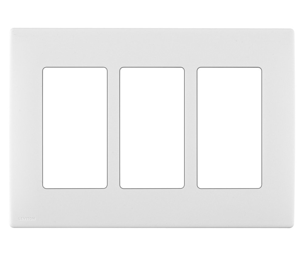 Leviton REWP3-WW Renu Three-Gang Screwless Snap-On Wallplate, White on White