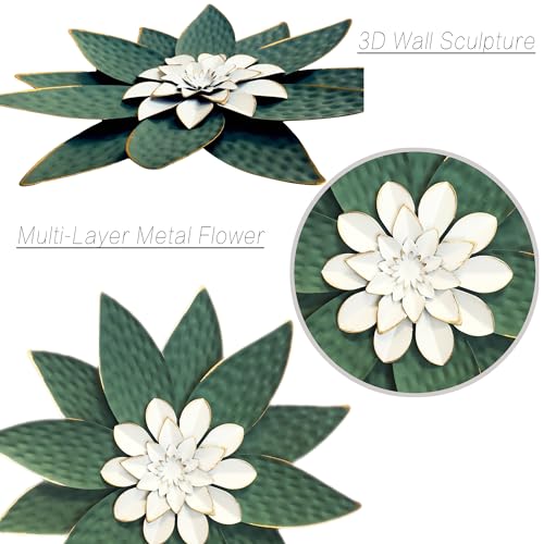 Metal Flower Wall Art Decor,10" Rustic Modern Antique Floral Sculpture, Distressed Iron Wall Hanging Home Decoration Accent Artworks for Indoor Kitchen Bedroom Living Office Outdoor Garden Patio - Image 3