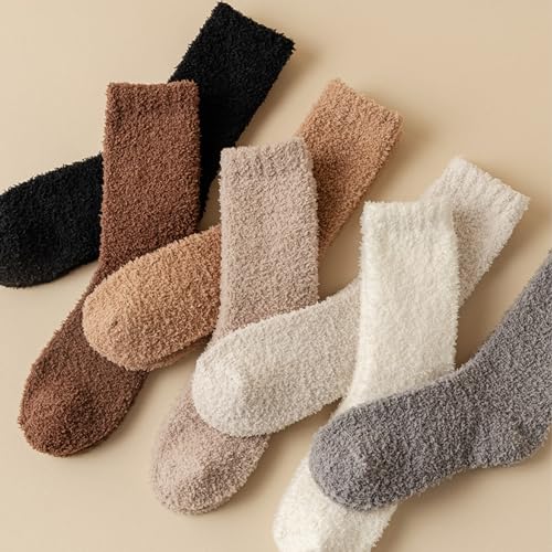 Image of Fuzzy Socks for Women with Grips Fluffy Slipper Sleep Socks Winter Warm Plush Sock Soft Hospital Socks