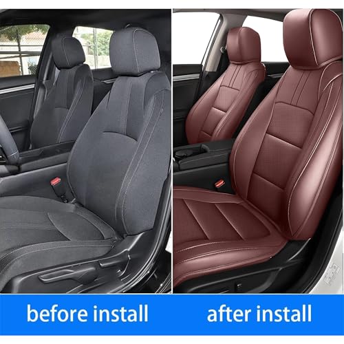 Image of AOMSAZTO Custom Fit Seat Covers for Honda Civic Hatchback 2022 2023 2024 Sport /LX &Hatchback Hybrid Sport 2025 Full Set Faux Leather Seats Cover Burgundy