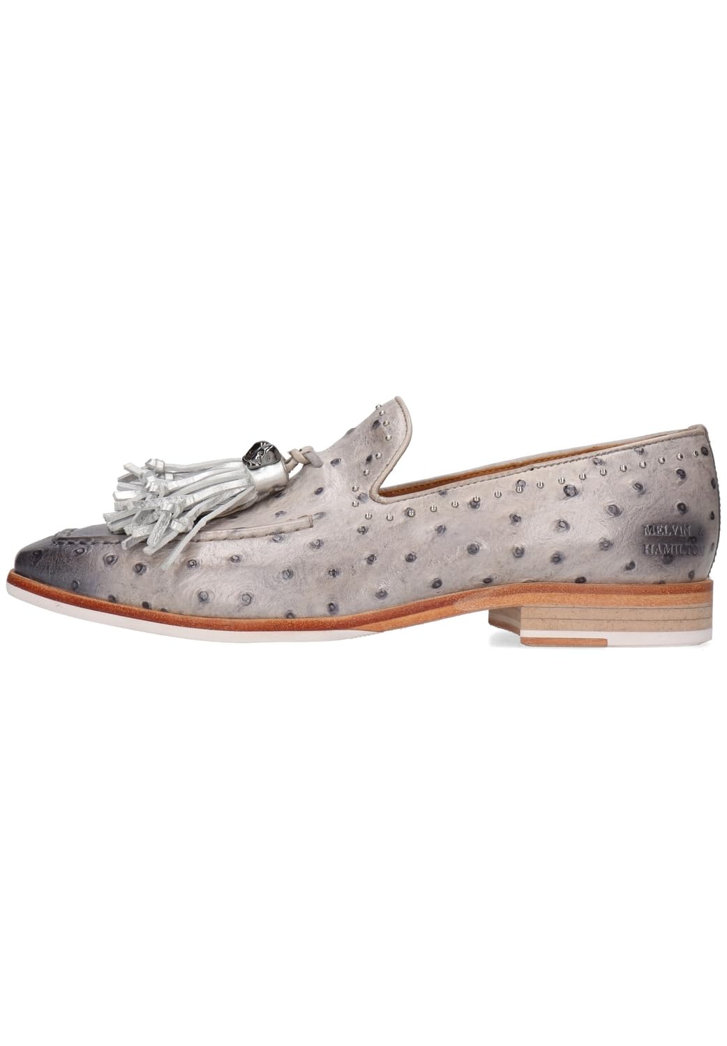 Melvin & Hamilton Women's Emma 11 Vegas Ostrich Pepper Loafer Flat, Gray, 6.5 UK