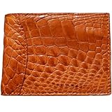 Genuine Crocodile Leg Leather Skin Handmade Alligator Money Clip Men Bifold Wallet (Orange)