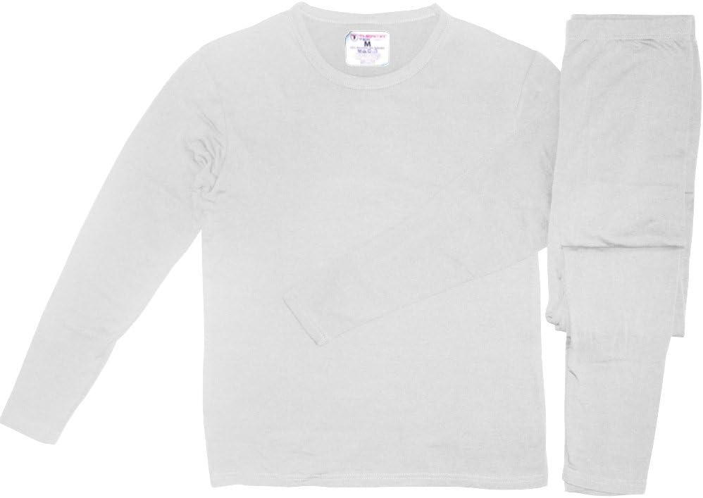 Men's Ultra-Soft Micro-Fleece Lined Thermal Base Layer Top & Legging Set, White, Medium