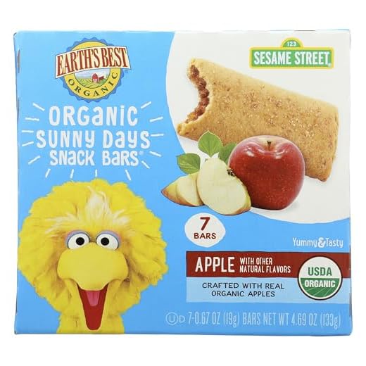 Earth's Best Organic Kids Snacks, Sesame Street Toddler Snacks, Organic Sunny Days Snack Bars for Toddlers 2 Years and Older, Apple with Other Natural Flavors, 7 Bars