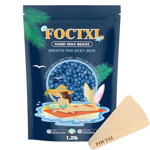 Image of Hard Wax Beads, 1.2lb Wax Beans for Hair Removal Sensitive Skin + 10 Large Applicator Sticks - Coarse Hair Formula - Brazilian Bikini, Face, Eyebrows, Underarms, Arms, Chest, Back, Legs