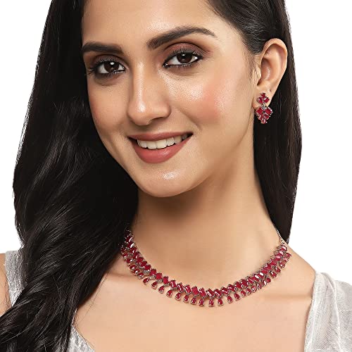 Pear Shaped American Diamond Necklace Set