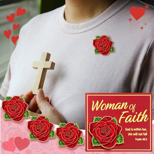 Image of Hoteam Chuch Gift for Woman of Faith Pins Butterfly Pink Bow Rose Christian Brooches Mom Church Woman Party Favor