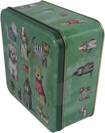 Embossed Biscuit Tin Gift Set | Stem Ginger & Lemon and Clotted Cream Chocolate Chip Shortbread Biscuit Gift | Valentines Day, Birthday Gift, Thank You Gifts | Mothers Day (Dogs in Jumper)