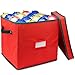 FamGo Christmas Ornament Storage Box with Lid - Adjustable Dividers - Holds up to 64 Round Ornaments - Holiday Storage- Red