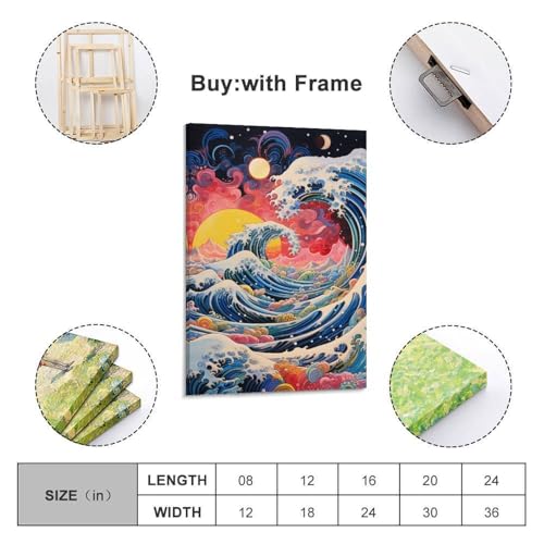 Impression sur toile de vagues style japonais 30x45 cm pour decoration murale - 2