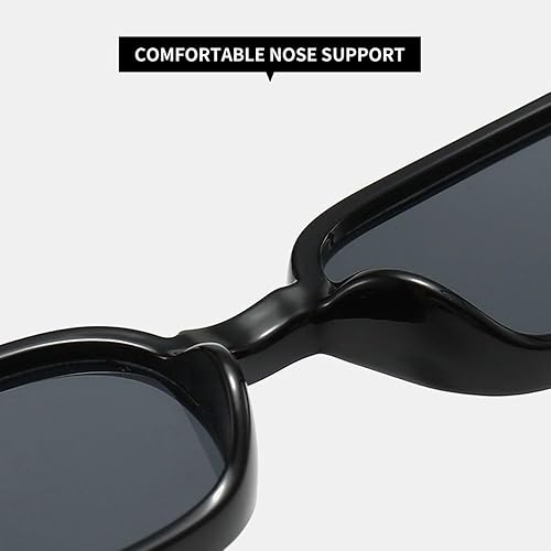Miniatura 6 de Ridering Lentes de sol cuadrados retro de los años 90 para mujeres y hombres, lentes de sol pequeños y estrechos vintage con protección UV
