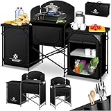 KESSER® Campingküche | Inkl. Tragetasche & Becherset | Campingschrank Faltschrank | mit Aluminiumgestell | Reiseküche | Küchenbox | Zeltschrank | Outdoor Camping Küche | Schwarz/Schwarz | Typ Big
