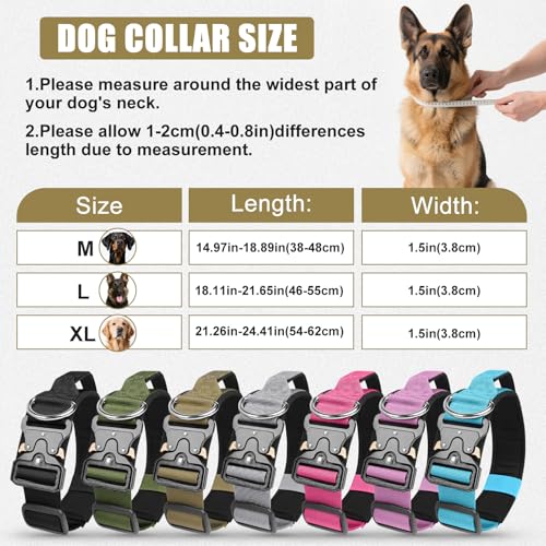 AKOFIC Taktisches Hundehalsband mit Griff, Breites Halsband Hund Gepolstert aus Nylon, Verstellbar Robuster Dog Collar mit Metallschnalle für Mittlere Große Hunde (Dunkelkhaki, M)