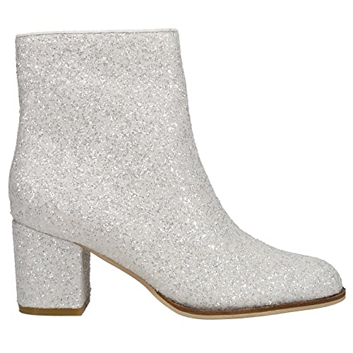Corkys Womens Razzle Dazzle Glitter Zippered Casual Boots Ankle Mid Heel 2-3" - White - Size 9 M #TOP2