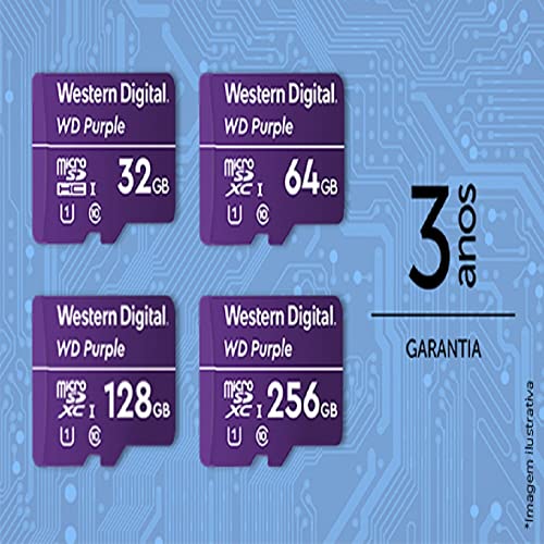 Cartão de Memória Com 3 anos de Garantia Micro SD 32GB WD Purple Intelbras