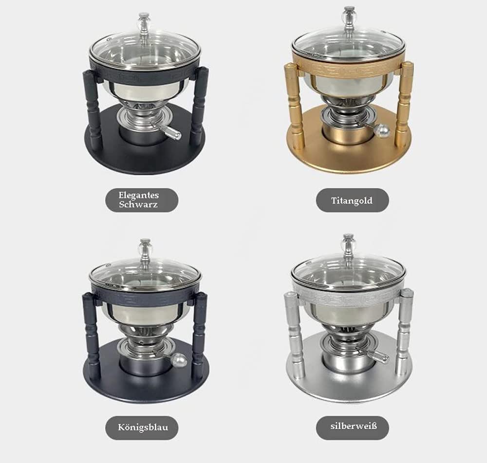 Campingkocher Mit Topf Einstellbare Feuerkraft Rostfreier Stahl Campingkocher Mini Campingkocher,Retro Für Innenräume Einzelner Buffet-Titangold