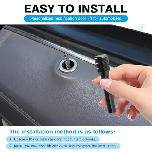 Shakas Pack-4 Car Door Lock Knobs, 0.47\" x 1.93\" Door Lock Pull Pin, Automotive Inner Door Pull Pins Decoration, Universal for Most Cars, Trucks and Vans (Black #1) - Thumbnail 7