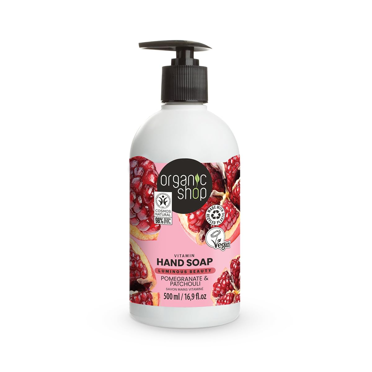 Organic Shop Pomegranate & Patchouli Nourishing Liquid Hand Soap With Pump 500 Ml