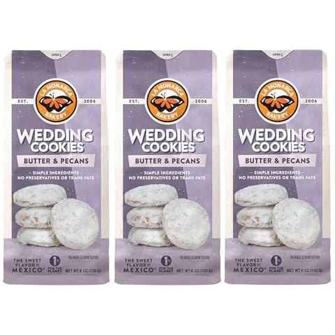 Mexican Wedding Cookies, 6 Ounce (Pack of 3), Buttery Cookies with Pecans and Dusted with Powdered Sugar by La Monarca Bakery Cover