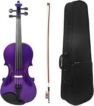 Hand Drums Violin Set for Kids Child Adults 1/8 1/4 1/2 3/4 4/4 Full Size Purple Violins Beginners Students Wood Acoustic Fiddle Kit With Case Bow 4/4