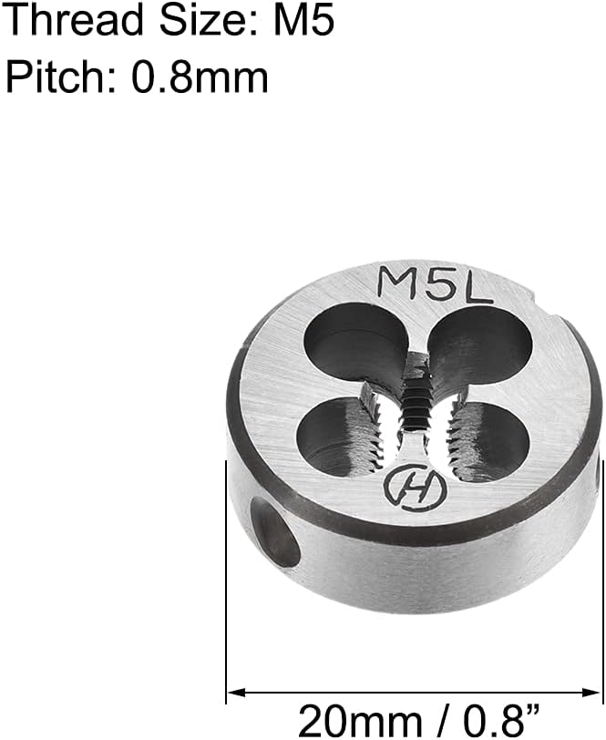 M5 Metric Round Die, Machine Thread Left Hand Threading Die, Alloy Tool Steel Screw Thread Cutting Die, 2pcs