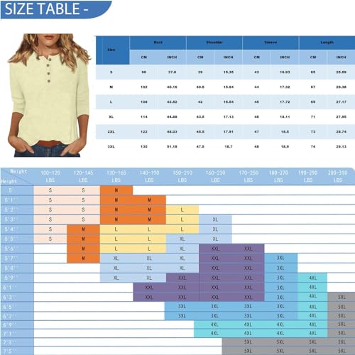 3/4 Sleeve T Shirts for Women Crew Neck Button Down Blouses Dressy Casual Business Henley Daily Tees Fall Fashion 6