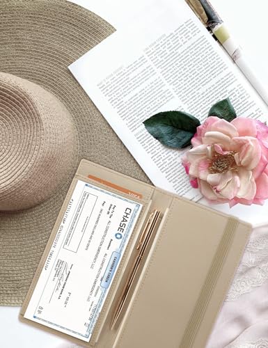 Image of Zreal Checkbook Cover for Men & Women, Premium Vegan Leather Checkbook Holder for Duplicate Checks with RFID Blocking (Tan)