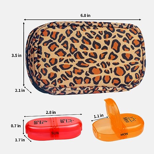 Image of Serfeymi Weekly Travel Pill Organizer 2 Times A Day AM PM Upgraded Rainbow Pill Box 7 Day with Portable Zipper Canvas Pill Case, Medicine Organizer for Pills, Vitamins, Fish Oils - Brown 01