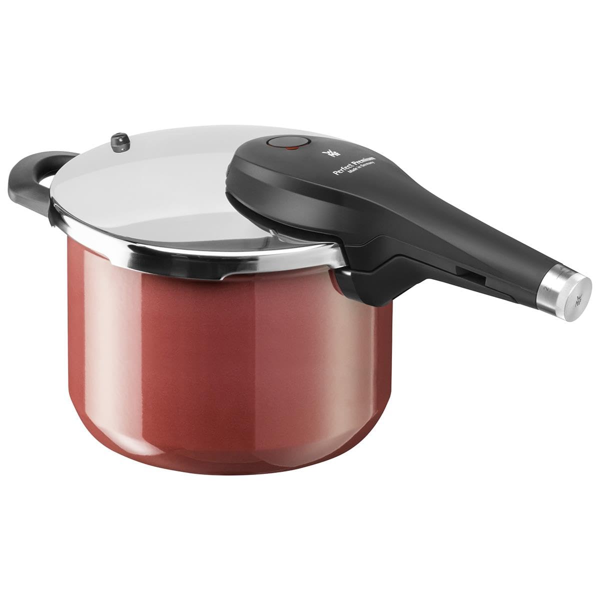 WMF Perfect Premium Fusiontec Schnellkochtopf Induktion, Dampfkochtopf 6,5l, High-Tech Keramik, 2 Kochstufen, All-In-One-Drehknopf, dunkelrot