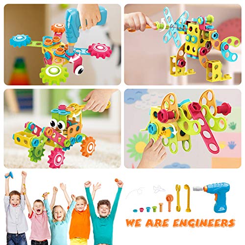HOMOFY STEM Toys 191Pcs Building Toys Kit Educational Toys Construction Engineering Brickyard Building Blocks Best Kids Gift for Ages 3 4 5 6 7 8 Year Old Boys & Girls - Thumbnail 3