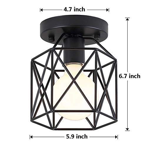 Koonting Retro Vintage Industrial Flush Mount Ceiling Light, Mini Painting Metal Pendant Light Ceiling Light Fixture For Hallway Stairway Bedroom Kitchen, Black. #TOP3
