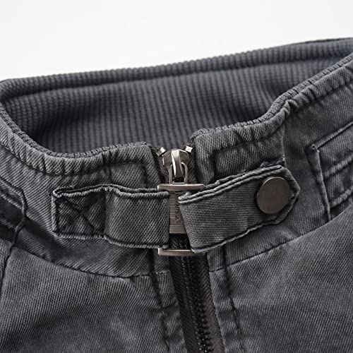 Wocachi Men’s Casual Stand Collar Zip-Up Motorcycle Bomber Jacket Lightweight Windbreaker Active Coat Outwear Tennis Golf Turtleneck Aloha Lapel Shirt Outdoor Hot Vertical Striped Leaves #TOP3