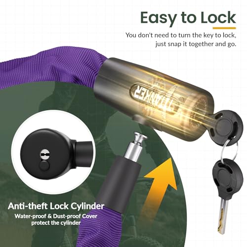 Image of Titanker Bike Chain Lock with Keys, 3.3 Feet Security Heavy Duty Anti-Theft Bicycle Chain Locks for Bike, Motorcycle, Bicycle, Door, Gate, Fence, Grill (6mm, 8mm, 10mm Thick Chain)