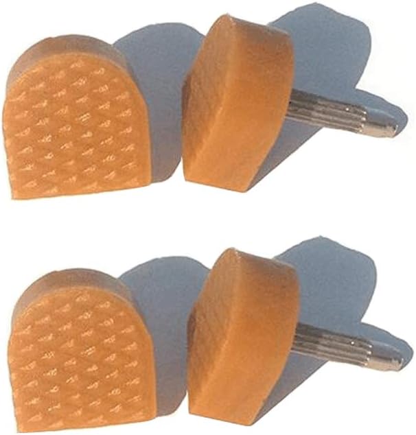 6Pairs Non-Slip U-Shape Heel Caps Protectors: 12 Pcs - Beige, Minimizes Squeaking; High Heel Shoes Replacement Tips (Thin Pins 2.4mm; 9mm x 9mm)