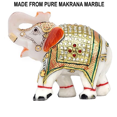 Elegant Marble Elephant Showpiece - Handcrafted Home Decor 3 inch Elephant Statue Symbolizing Love, Strength, Luck | Pure Makrana Marble | Vastu Shastra Positive Energy — photo — 4 of 9