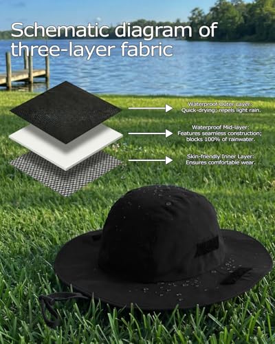 Image of Zylioo XXL XL Waterproof Sun Hat for Big Heads Men Women, Wide Brim Boonie Hat, Large Head Outdoor Rain Hat Safari