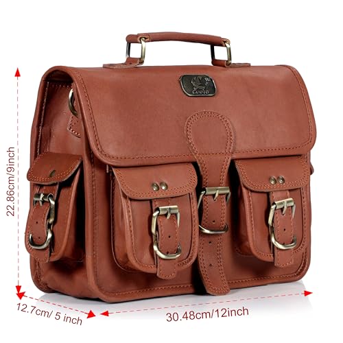 Bolso mensajero de cuero unisex para laptop 12 pulgadas miniatura 7